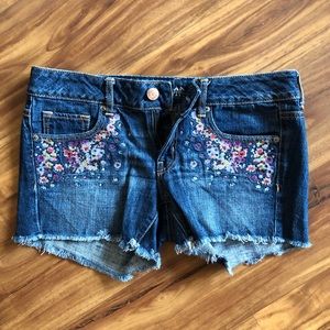 American Eagle denim embroidered floral shorts, 8